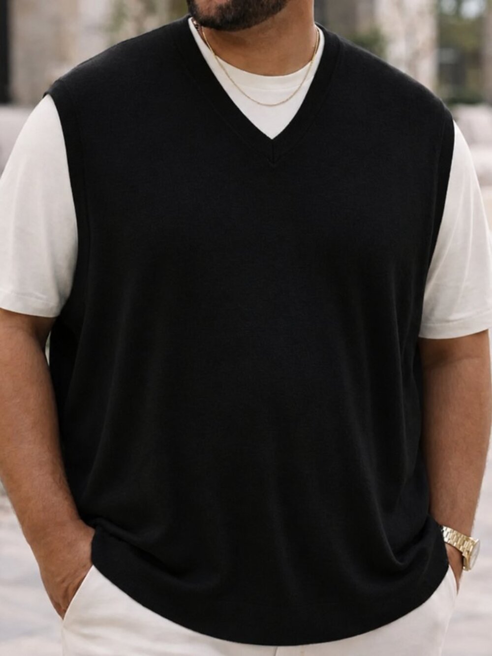 Joseph Abboud 3X Black Merino Wool Sweater Vest Big & Tall Quiet Luxury